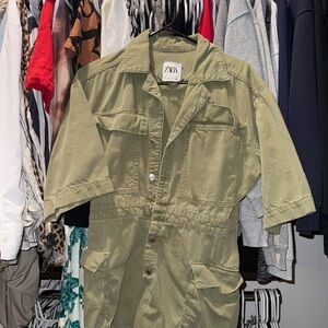 Zara Khaki Utility Jumpsuit